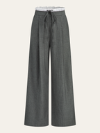 Contrast Ruffle Waistband Pinstripe Pants