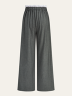 Contrast Ruffle Waistband Pinstripe Pants