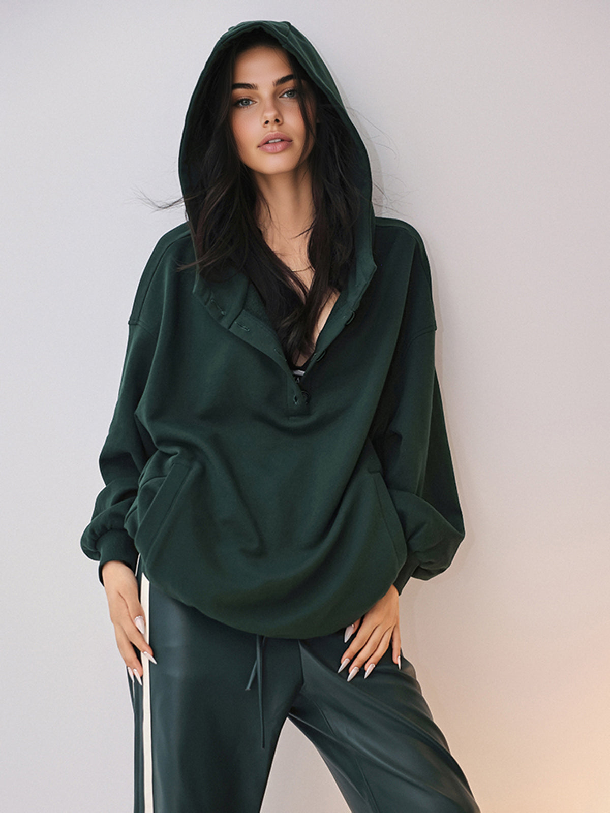 Oversized Buttoned Hoodie