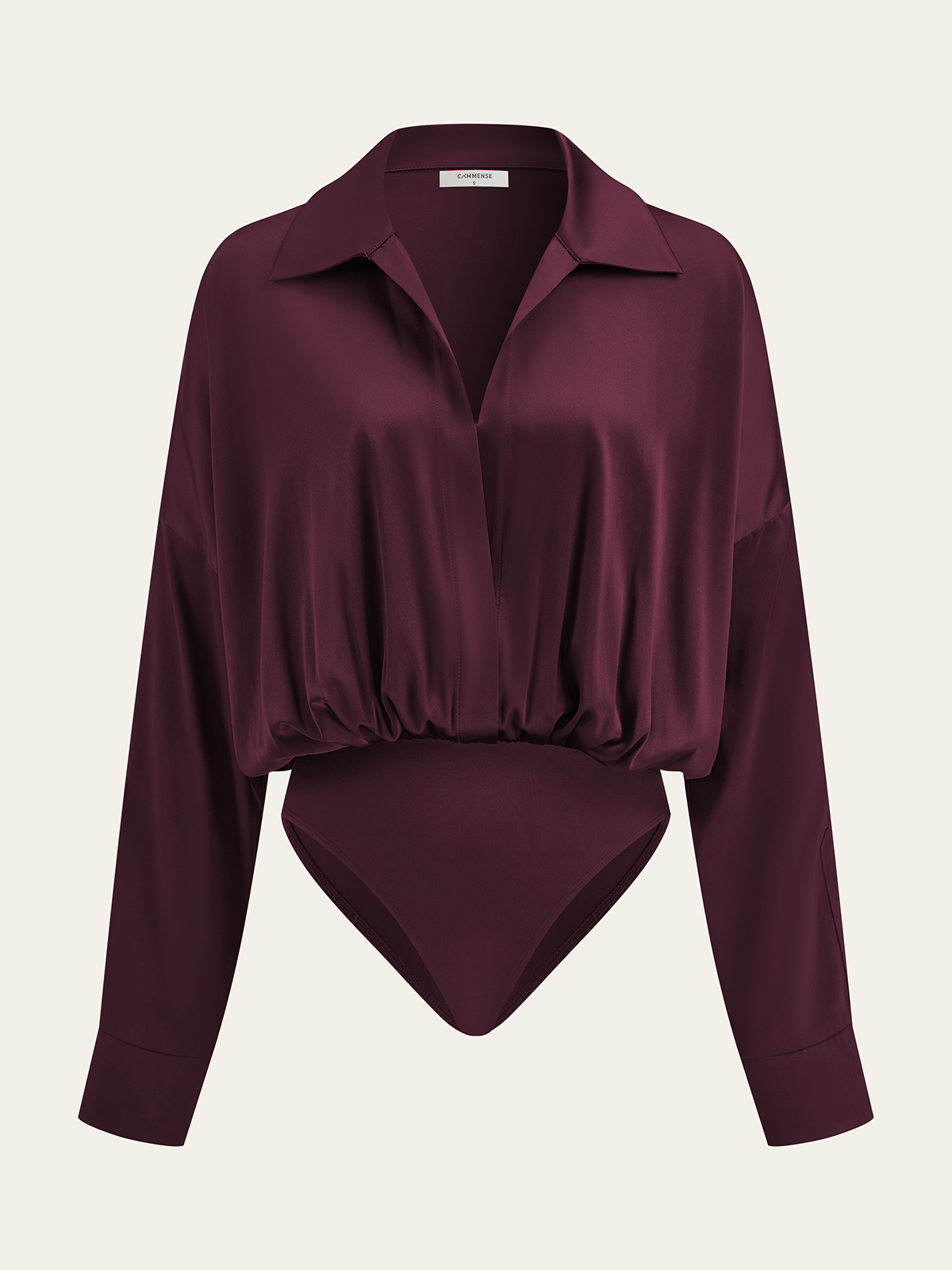 Satin Collared Long Sleeve Bodysuit