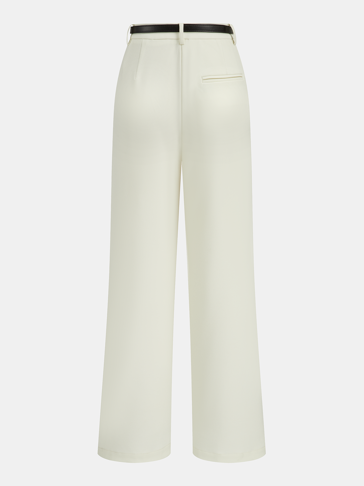 Belted Pleated Straight-Leg Pants