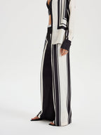 Contrast Striped Mid-Waist Wide-Leg Pants