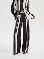 Contrast Striped Mid-Waist Wide-Leg Pants