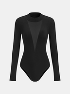 Sheered Crew Neck Bodysuits