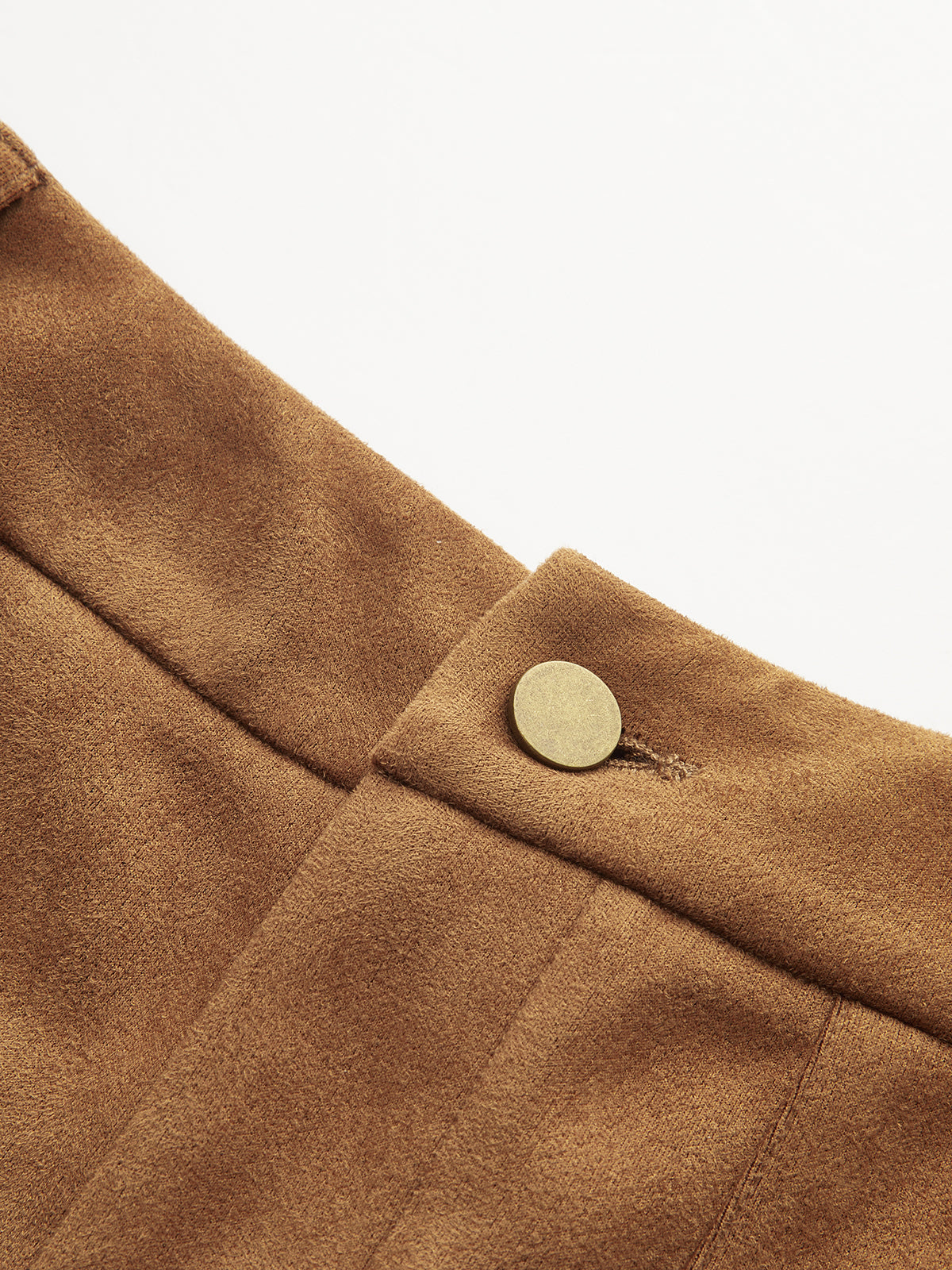 Braided Detail Mid-Waist Suede Effect Pants