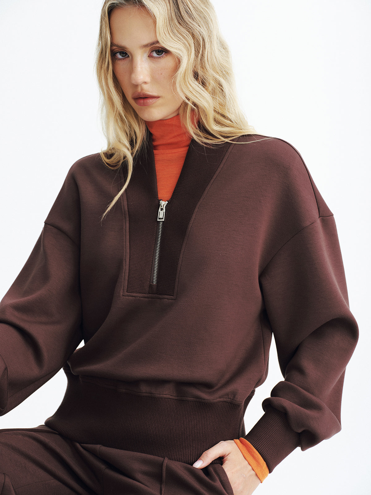 V-Neck Half-Zip Sweatshirt