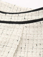 Contrast Waistband Tweed Wide-Leg Pants