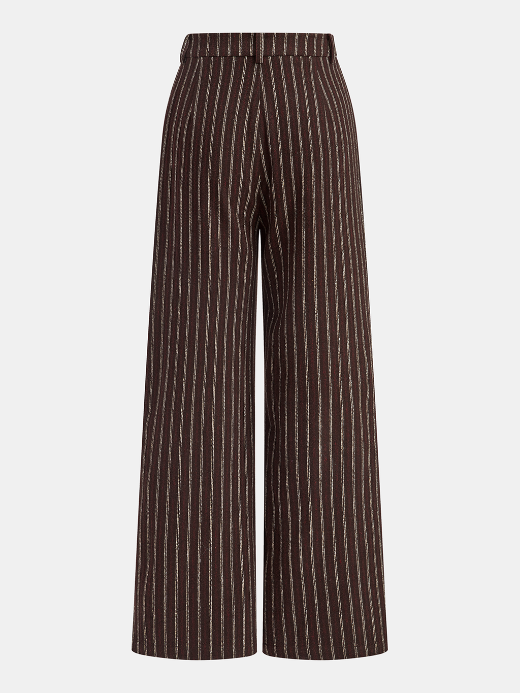 Asymmetric Placket Tweed Pinstripe Wide-Leg Pants