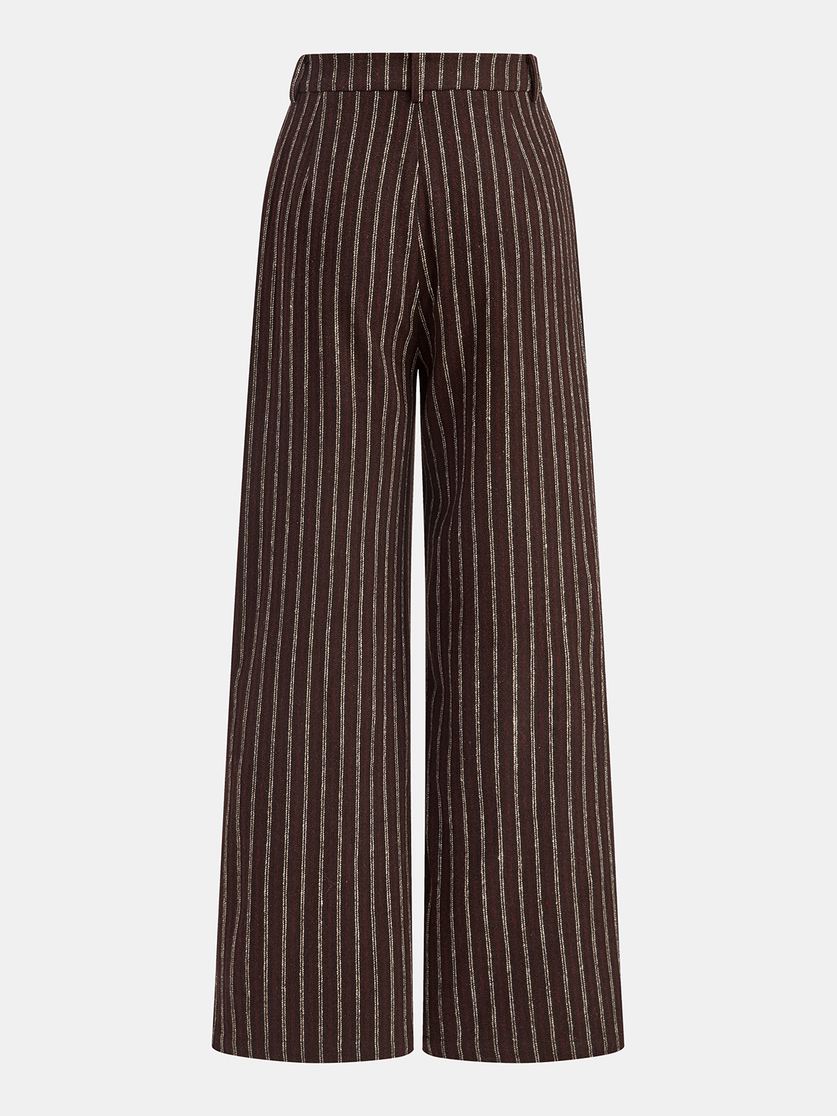 Asymmetric Placket Tweed Pinstripe Wide-Leg Pants