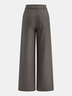 Belted Pinstripe Wide-Leg Pants