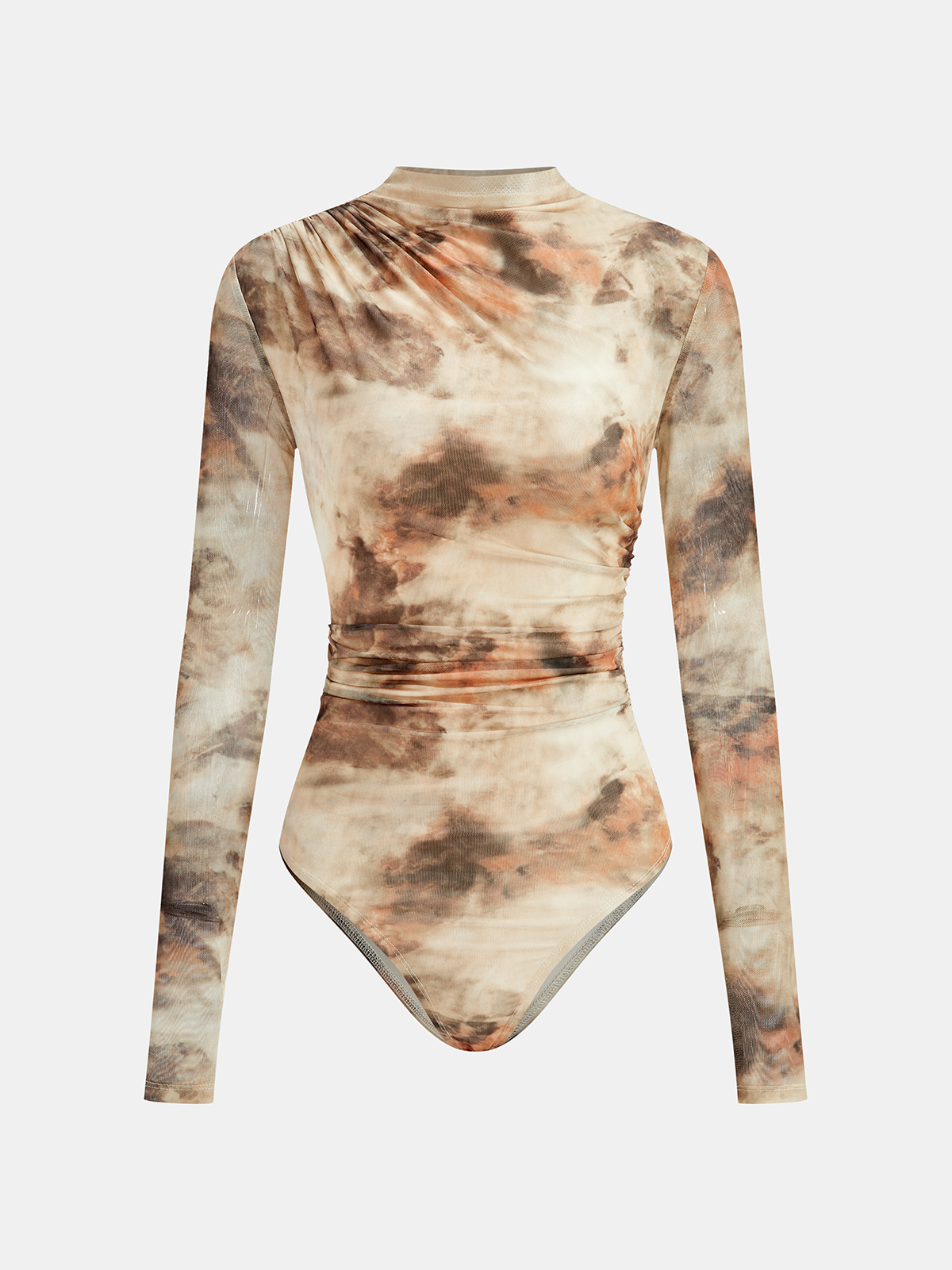 Gradient Print Ruched Long Sleeve Bodysuits