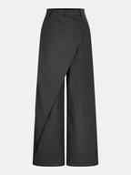 Asymmetric Mid-Waist Wide-Leg Pants