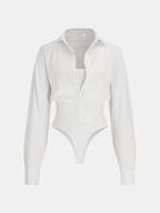 2 in 1 Collared Cotton-Blend Bodysuit