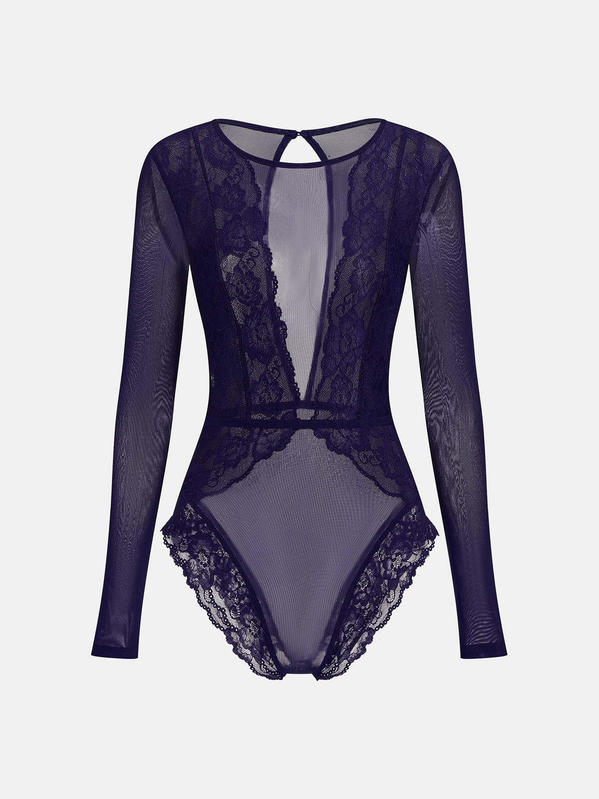 Long Sleeve Sheer Lace Mesh Bodysuit