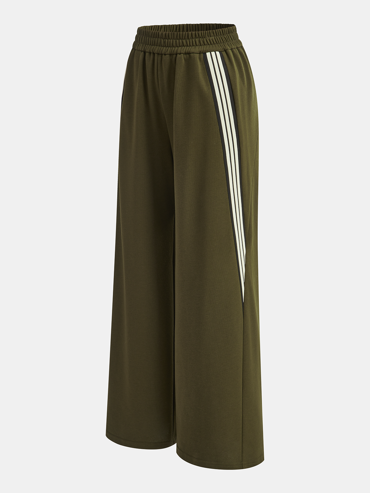 Striped Drawstring Wide-Leg Sweatpants