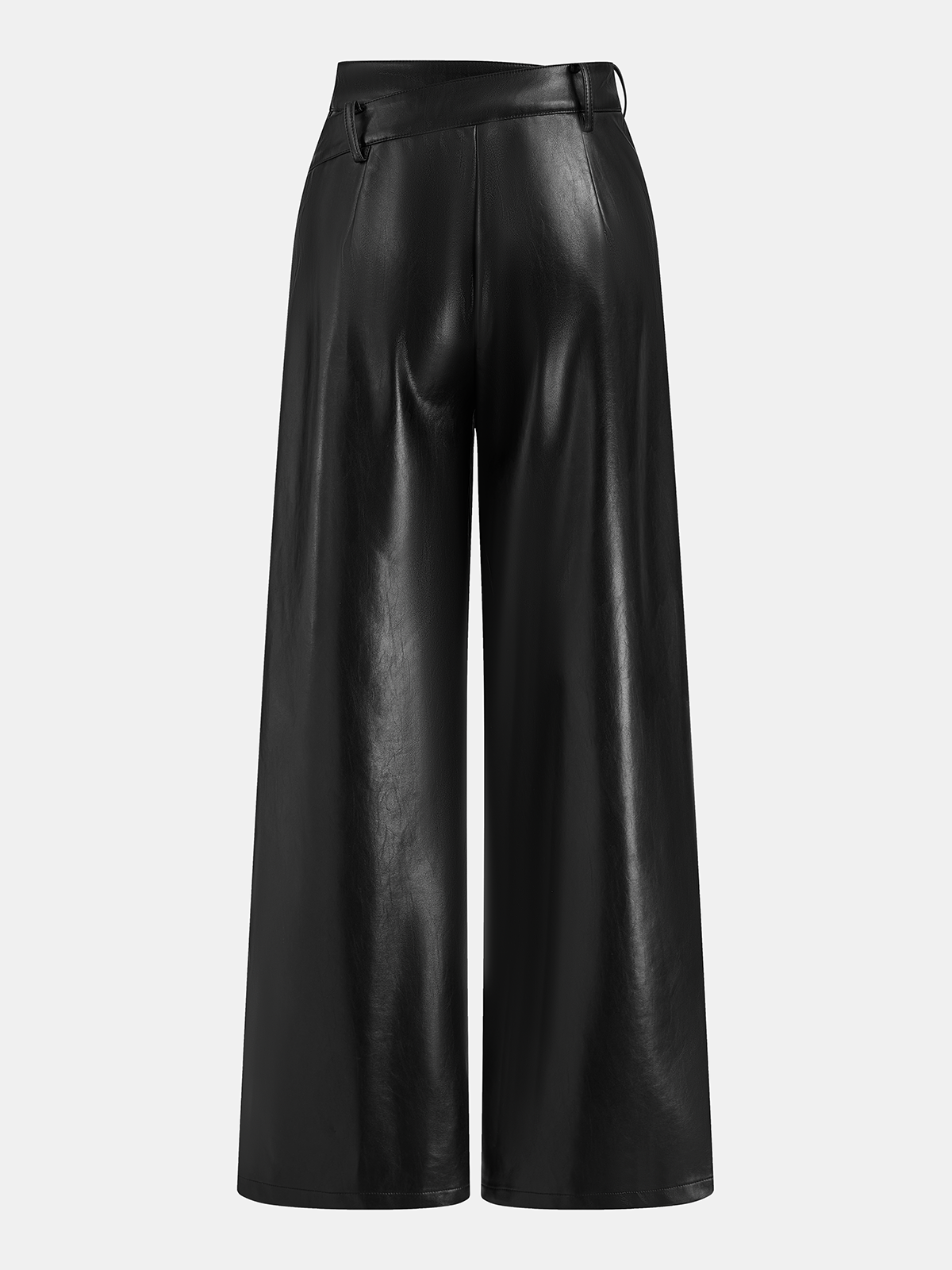 Asymmetric Waistband Faux Leather Pants