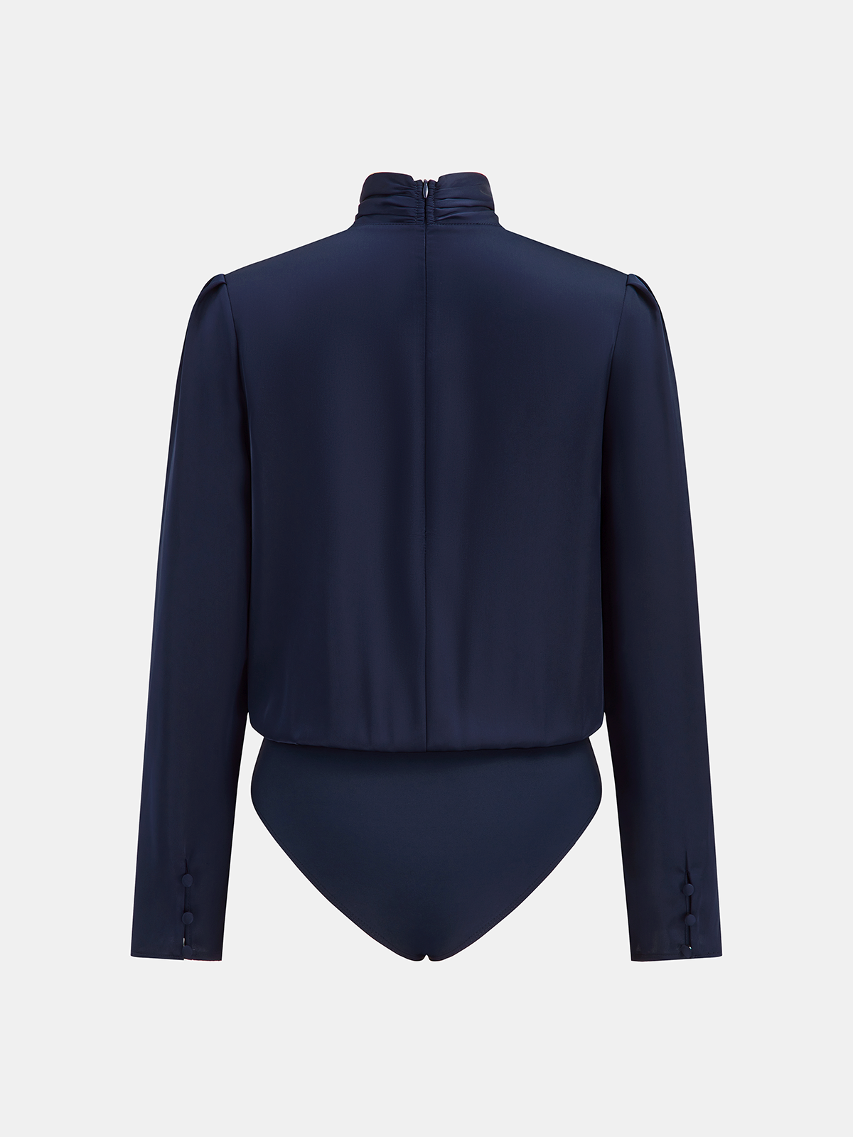 Twisted Mock Neck Long-Sleeve Satin Bodysuit