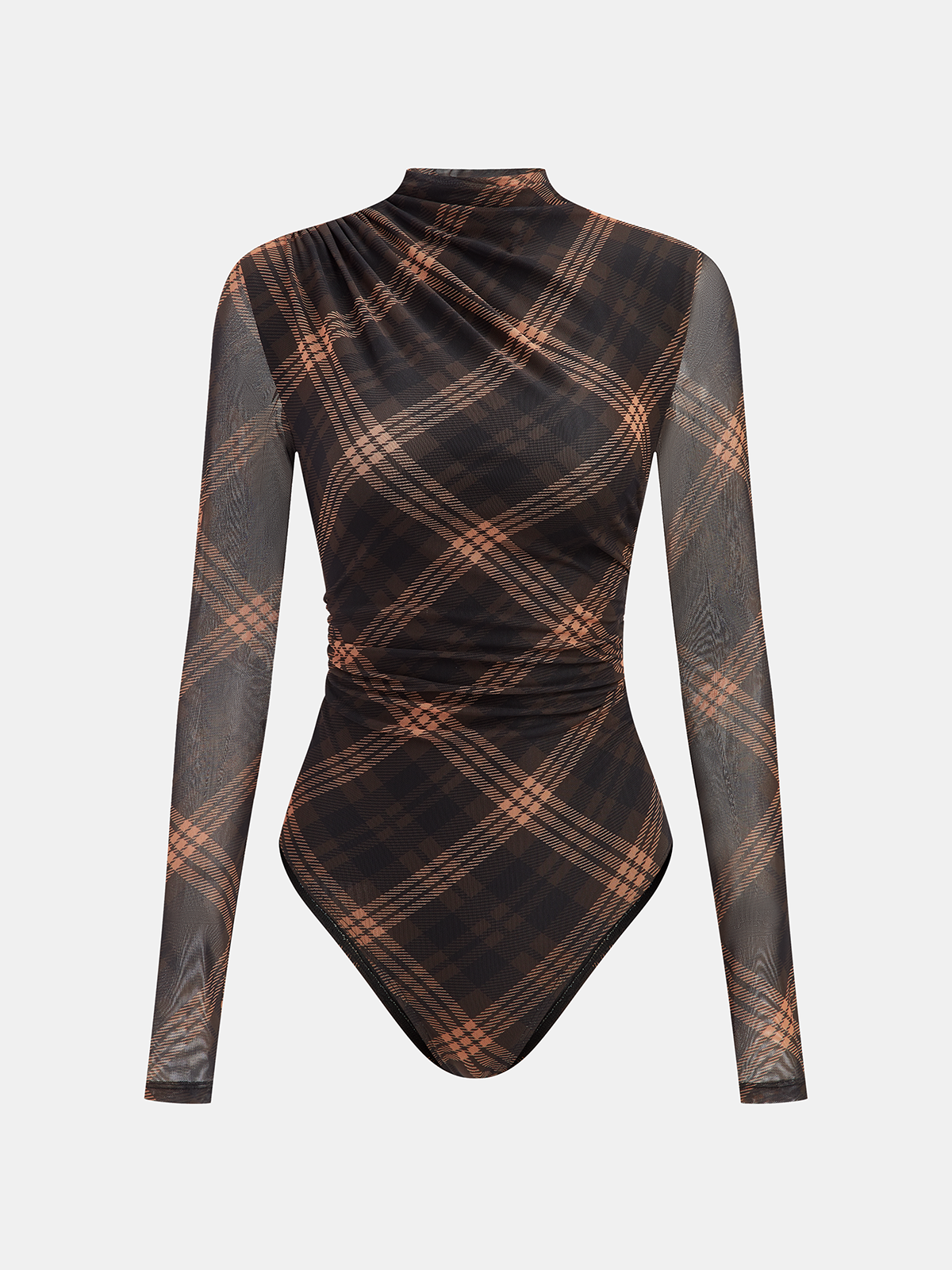 Gradient Print Ruched Long Sleeve Bodysuits