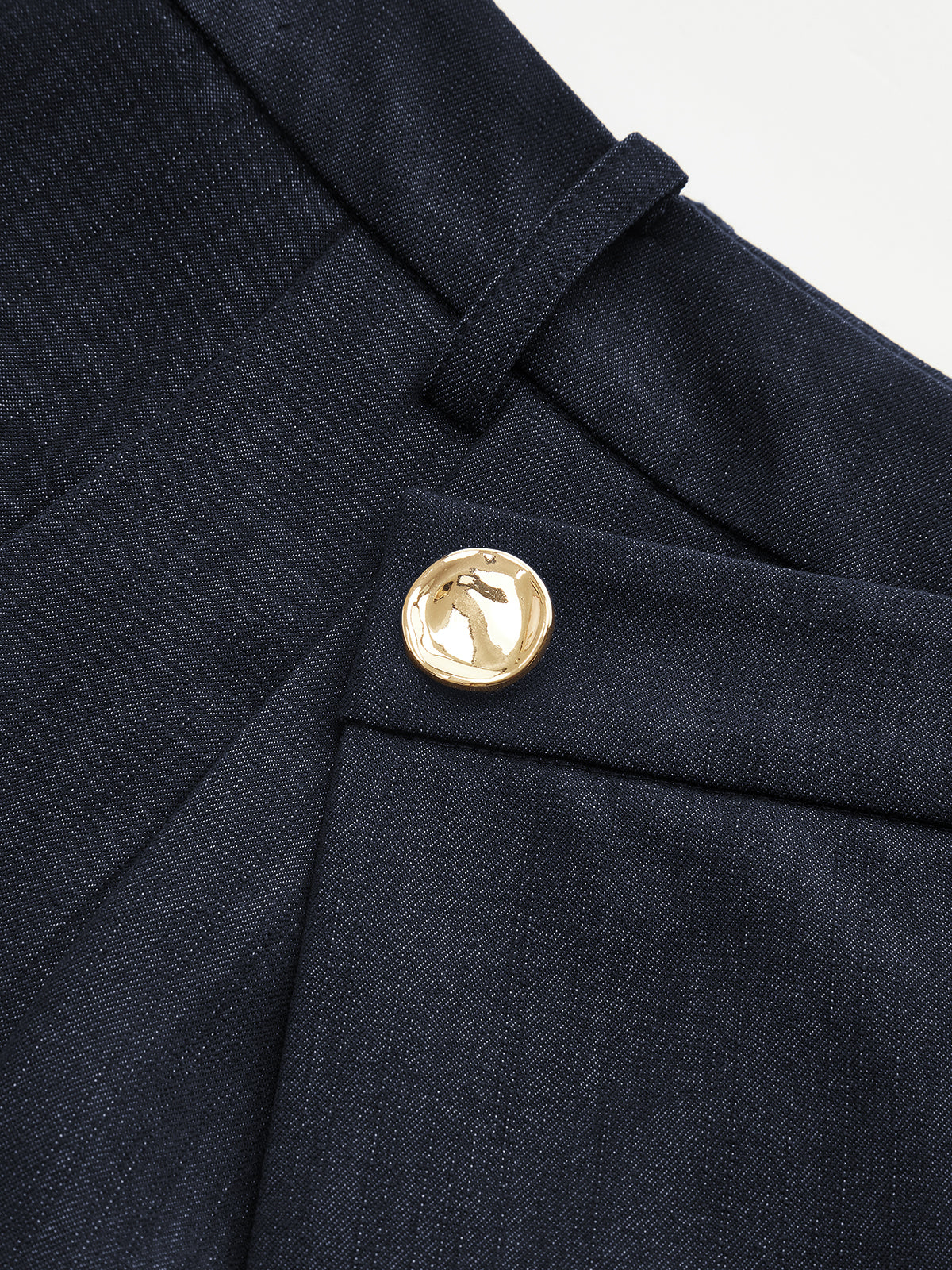 Asymmetric Buckle-Accented Wide-Leg Pants