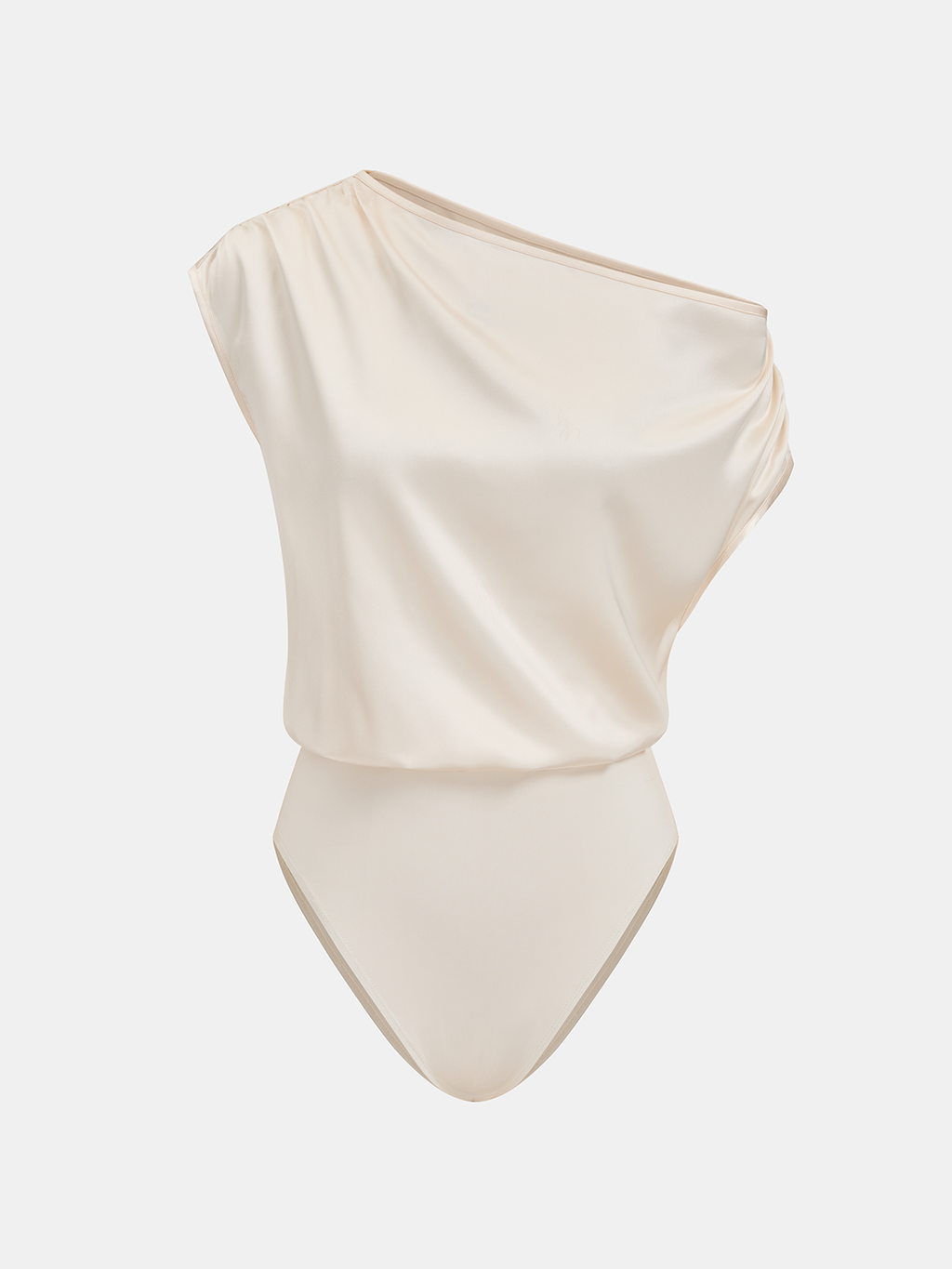 Satin One-Shoulder Drape Bodysuit