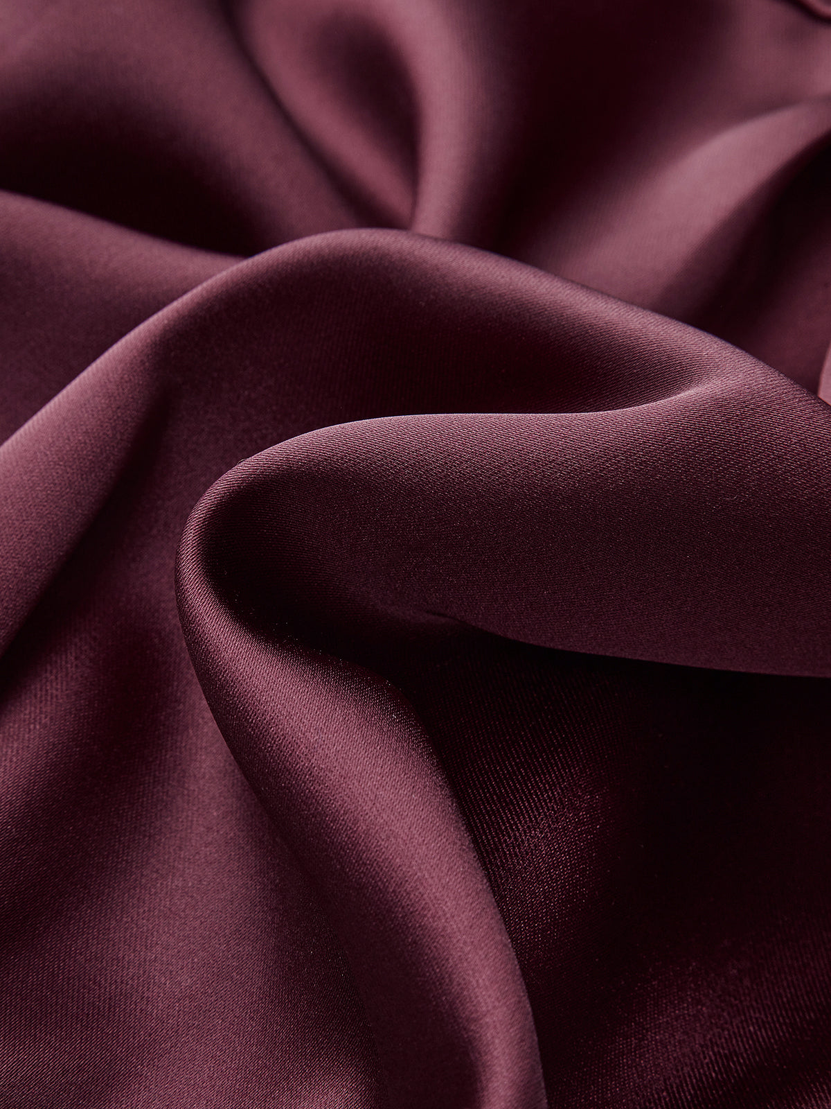 Collared Draped Satin Long Sleeve Bodysuit