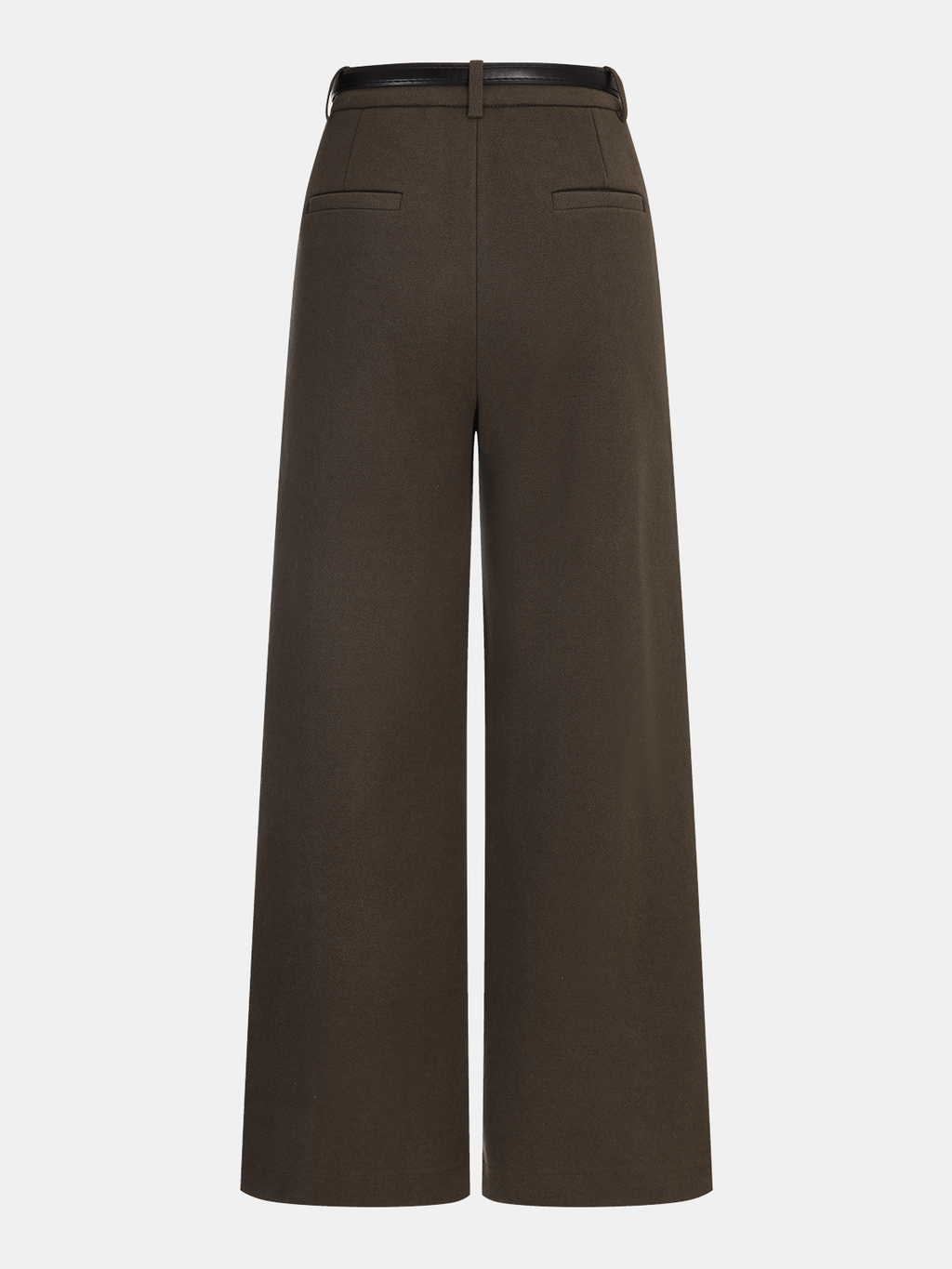 Belted Wool-Blend Straight-Leg Pants