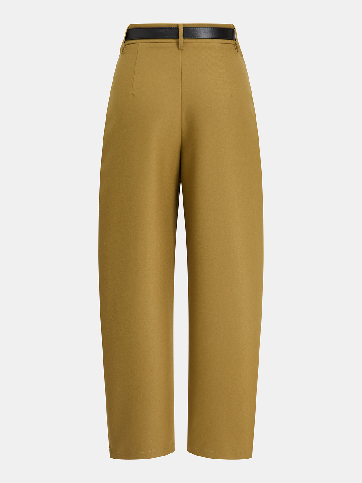 Belted Pleated Mid-Waist Wide-Leg Pants