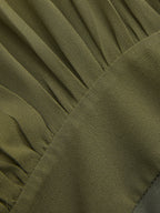 Semi-Sheer Puff-Sleeve Ruched Bodysuit