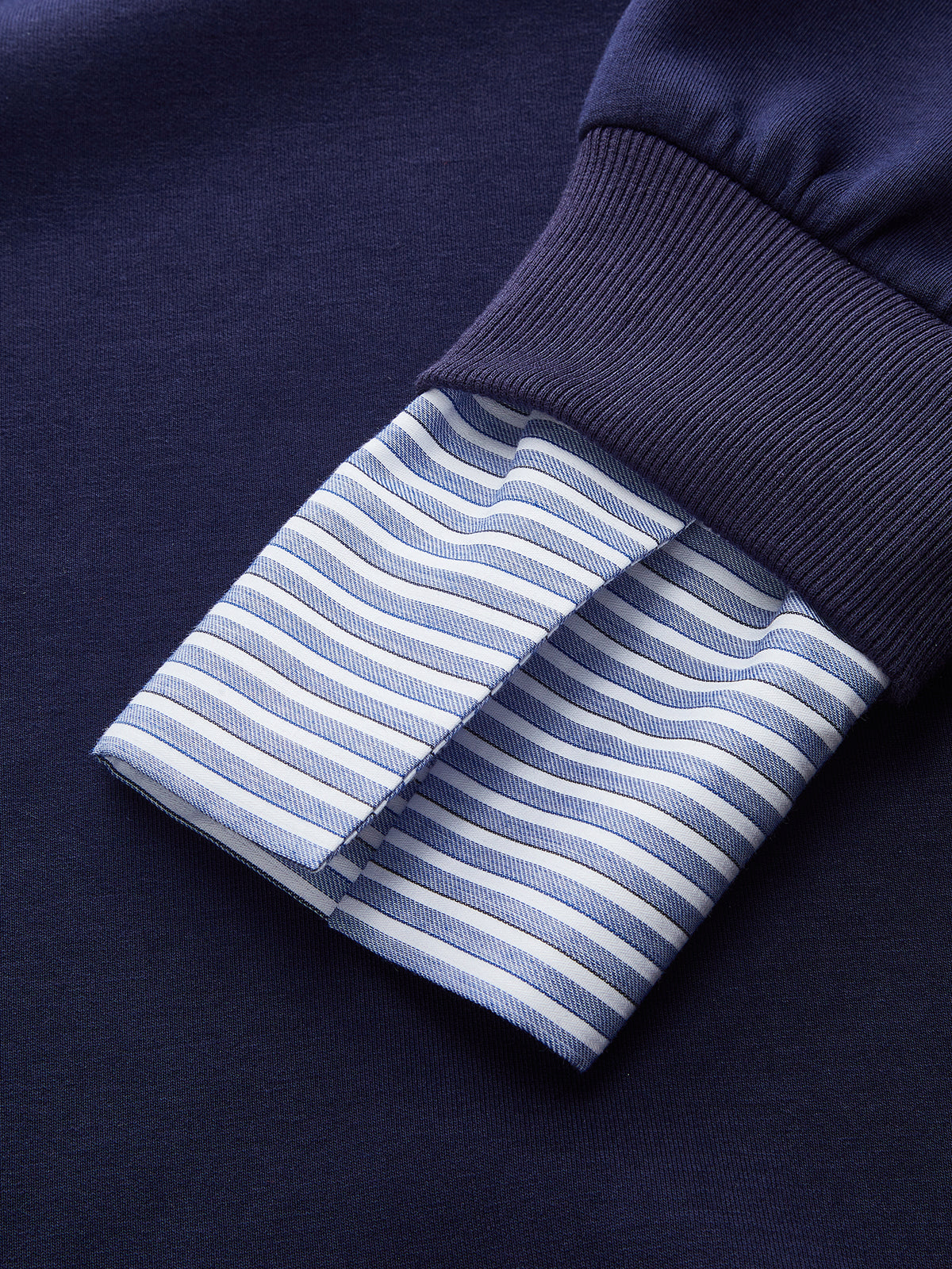 Striped Cuff Off-Shoulder Sweatshirt