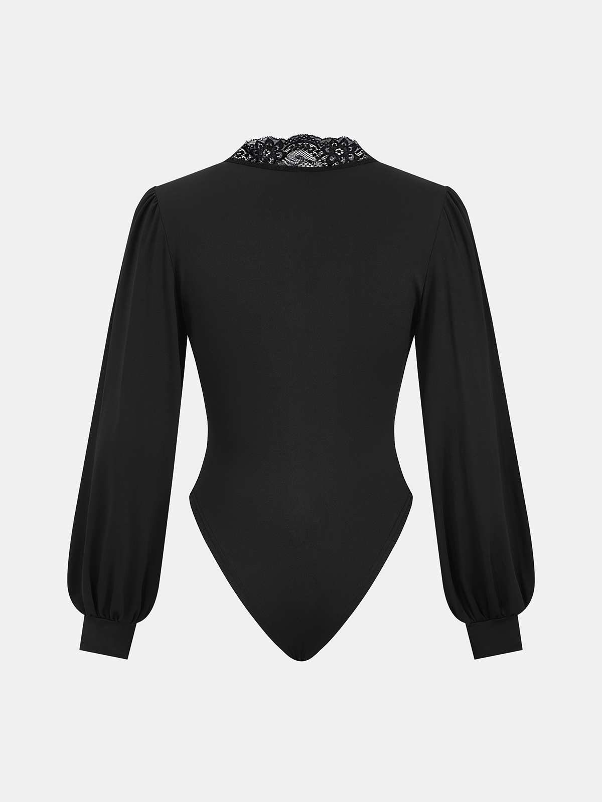 Lace Trim V-Neck Ruched Bodysuit