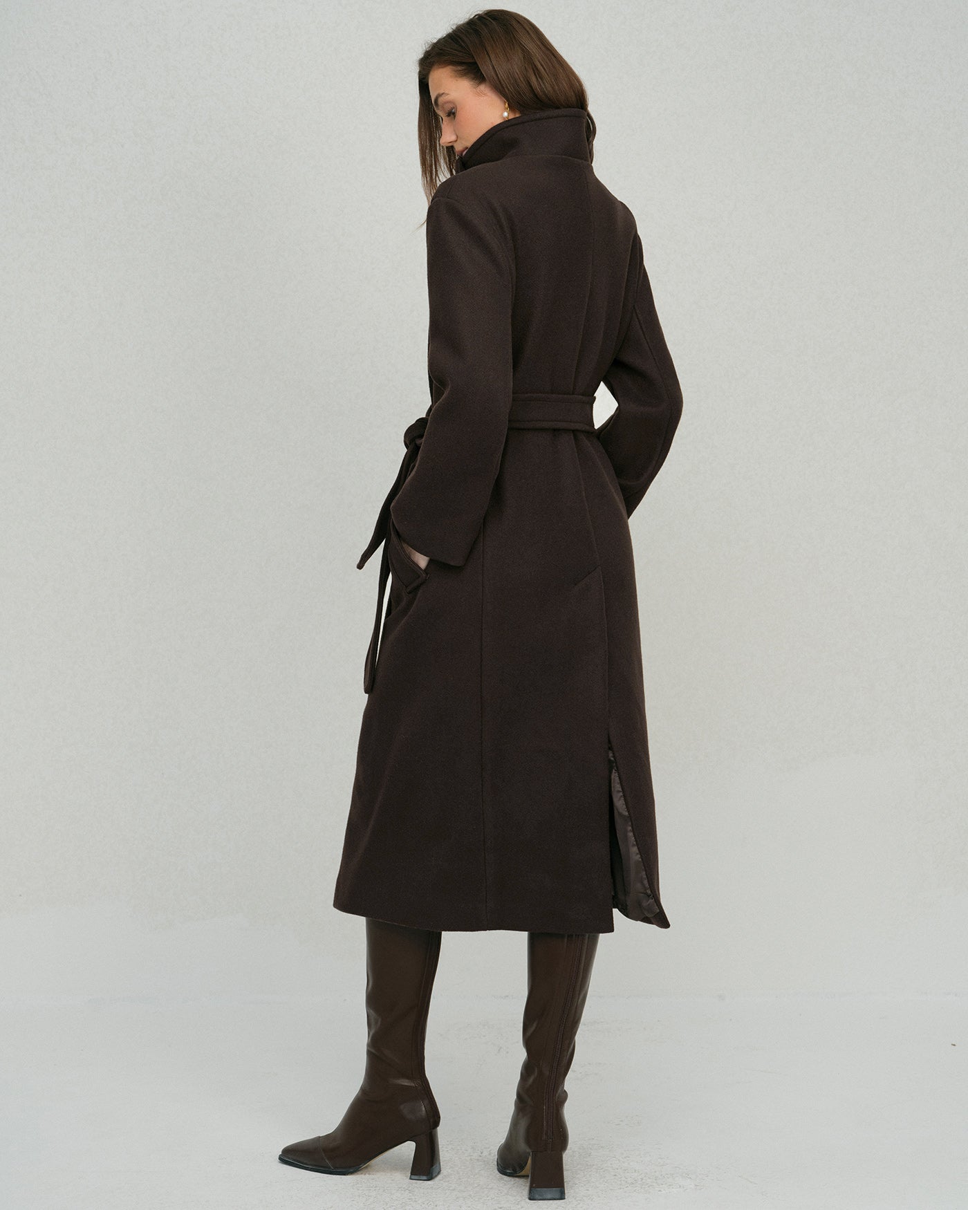 Coffee Belted Pocket Trench Coat
