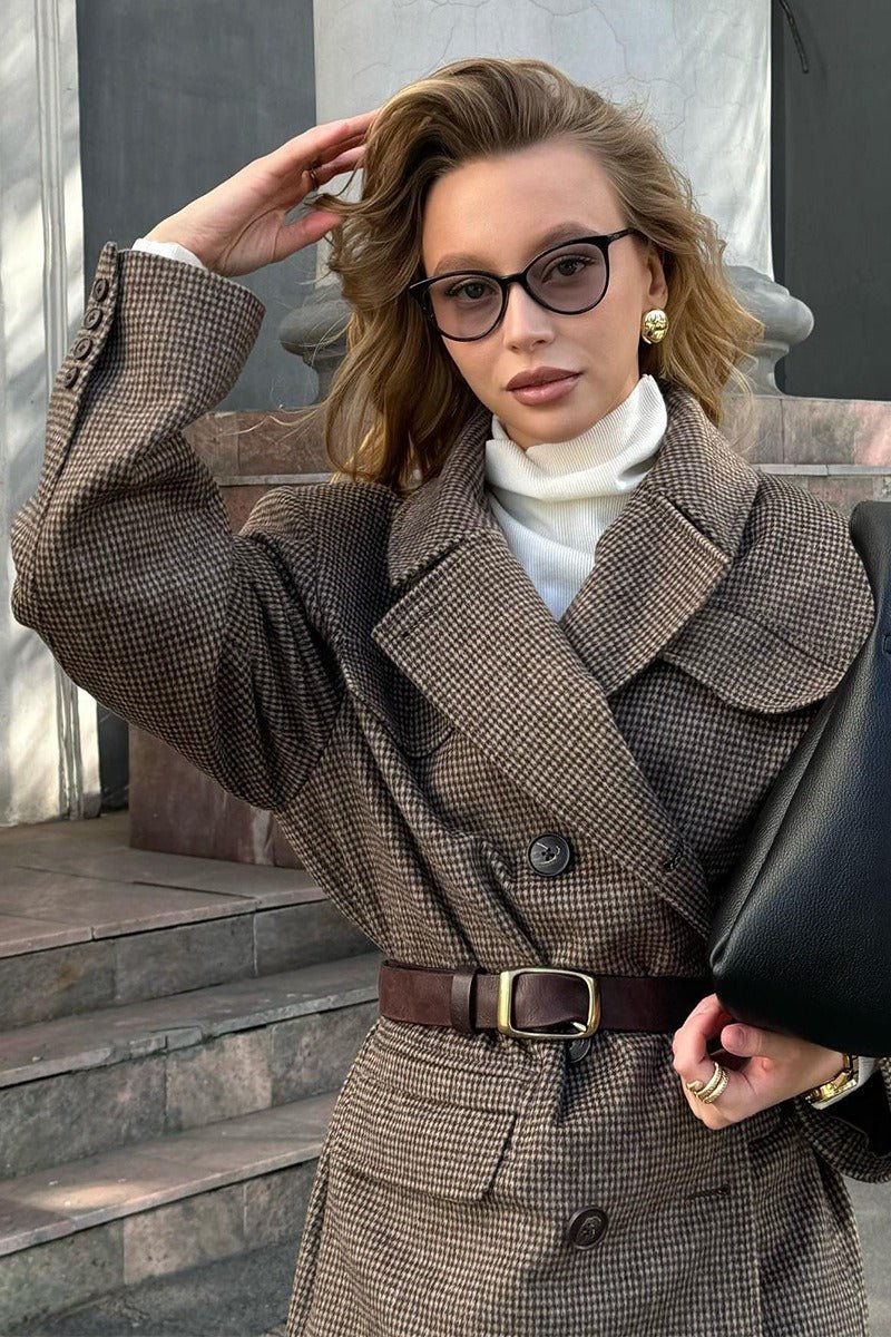 Alexandra Houndstooth Lange Jas