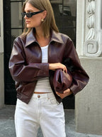 Luna Leren Jas Wijnrood