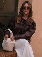 Luna Leren Jas Wijnrood