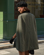Green Plaid Cape Sleeve Coat