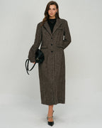 Coffee Button Notched Coat