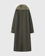 Brown Fur Collar Reverible Long Coat