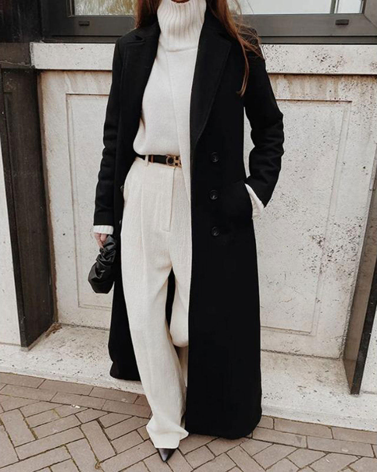 Black Button Long Coat