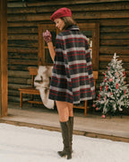 Red Plaid Cape Sleeve Coat