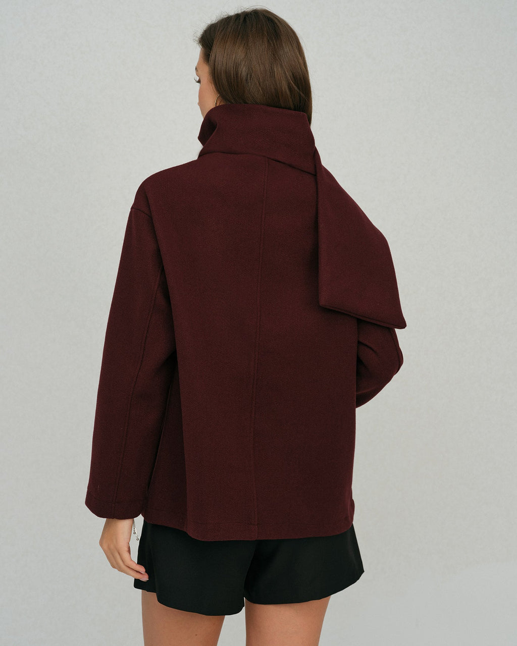 Wine Red Shawl Coat