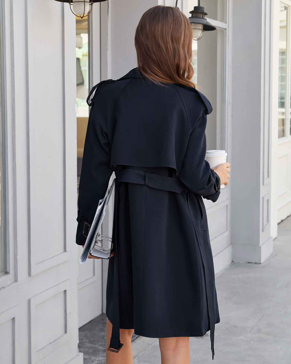 Navy Belted Trench Coat